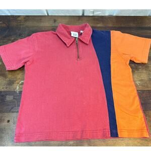 GAP Vintage Colorblock Quarter Zip Polo Shirt Boy's Size Small 100% Cotton USA